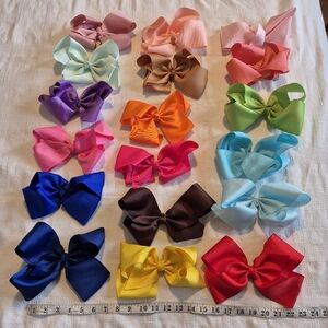 Girls hair bows bundle of 18 7" across big bows grosgrain ribbon bows EUC